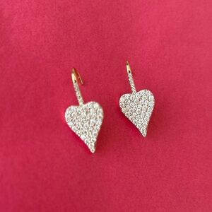 Diamonique x Jennifer Miller Pave Heart Earrings,Sterling Silver/Yellow❤️🌲🌟🎅🏻